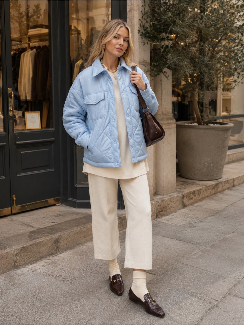 Versona Sky Blue Puffer Jacket
